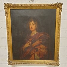 Fine Antique 18th Century Oil Portrait Gentleman Red Cloak Style Anthony VanDyck