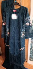 Teal Chikankari Embroidered