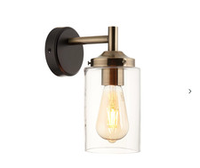 4 x Edinburgh Matt Black Antique brass effect Wired Wall light & Bulbs