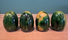 Four Green Swirl Egg Shaped