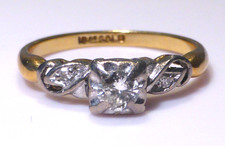18ct Gold Diamond Ring Art Deco UK Size O Boxed