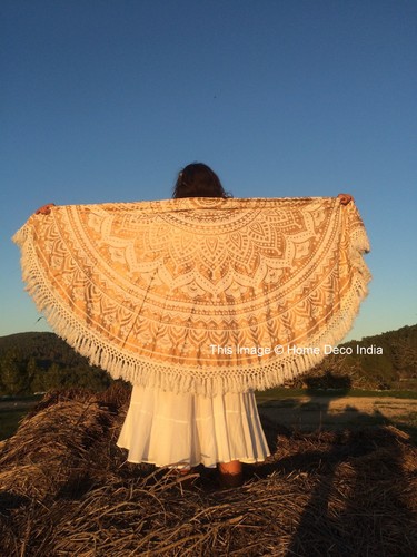 Tapestry round mandala - mandala, beach