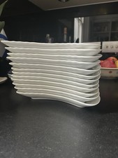 12 Half Moon Plates White