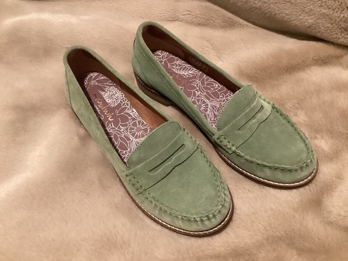 Moshulu green suede slip - slip, ons