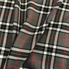 Check Tartan Fabric Thomson Grey Pattern Polyviscose Xmas | 59" (150cm) | Metre