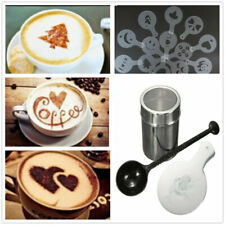 Chocolate Sprinkler Shaker Spoon Stainless Steel + 16Pcs Coffee Art Stencils Set