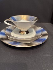 ELFENBEIN PORCELAIN TRIO, 1949S 1950S TEA TRIO IN ART DECO STYLE, BAVARIAN 