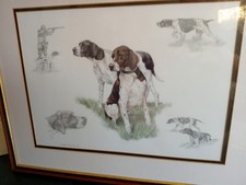 Nigel Hemmings Study of Pointers mounted, framed and signed Print, 43 x 53cm