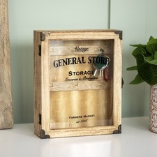 General Store Key Cabinet Wooden Storage Cupboard 6 Hooks Kitchen Wall Decor