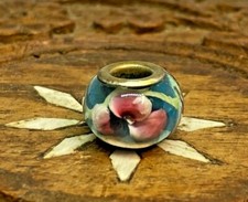Vintage plastic brass blue pink flower design bracelet charm