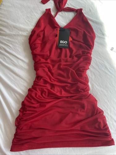 Ego red ruched mesh halterneck - ego,
