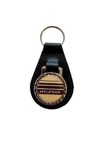 Black leather keyring fob - black, keyring/