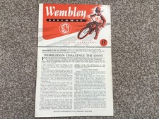 * WEMBLEY v ODSAL BRADFORD 25/8/55 speedway programme, large format.