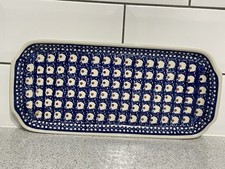 BOLESLAWIEC POLISH HAND CRAFTED RECTANGULAR BLUE & WHITE SANDWICH TRAY POLAND