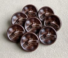 8 Rich Dark Coffee Leather Look with Bow Buttons, 18mm, Shank, Unusual Set