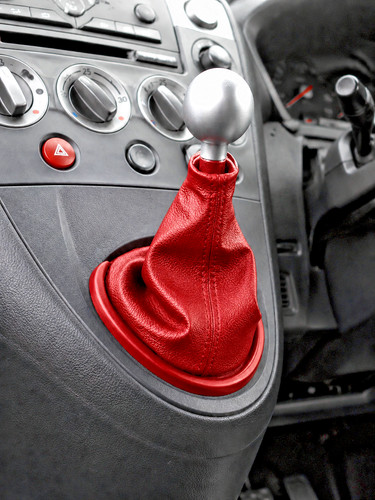 Red leather and stitch - and,