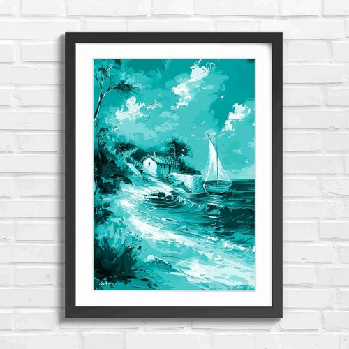 Seaside cottage with sailboat - seaside,