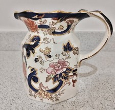 Mason’s Mandalay Blue Gold Jug Vintage Ironstone England Floral Pitcher