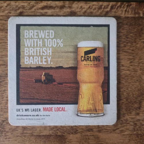Carling beer mat brewed - carling, |