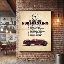 Tazio Nuvolari Nürburgring Vintage Poster Racing Legend Wall Art Alfa Print Gift