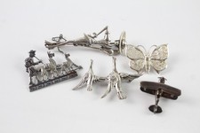 Sterling Silver Brooches Vintage Lady Plane Butterfly Birds Filigree x 5 (36g)