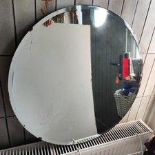 Bevelled Edge Hanging Mirror flying ducks On Chain round etched Vintage Art Deco