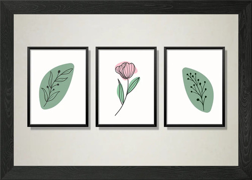 Botanical line art framed - line,