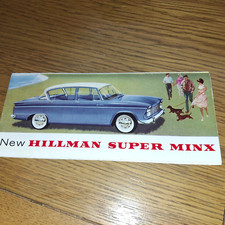 ORIGINAL 1960S CAR SALES BROCHURE*NEW HILLMAN SUPER MINX* MINT FOLD OUT TYPE