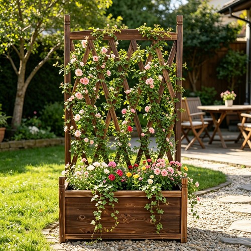 Planter box with trellis - planter,