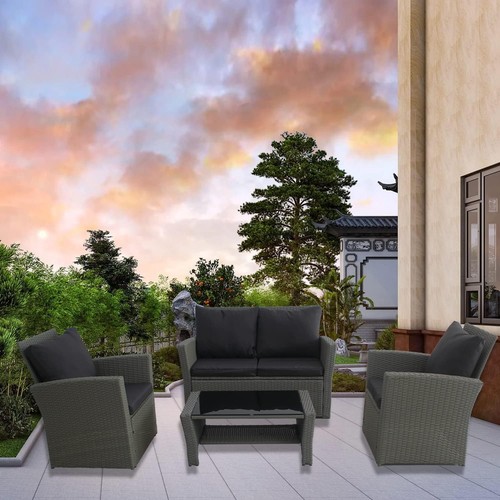 Rattan garden furniture set - garden,