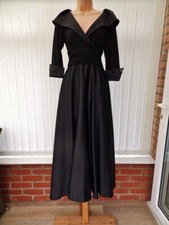 ELIZA J BLACK SATIN JERSEY NEW YORK STYLE 50'S FLARE MAXI DRESS 10 £170 ONCE