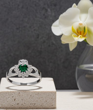Emerald Claddagh Ring Solid