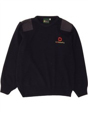 BALMORAL Mens Crew Neck Jumper Sweater Medium Navy Blue Colourblock BI14