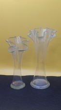 2 x Vintage Clear Art Glass