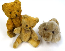 3 X VINTAGE PLUSH TOYS 2 X TEDDIES 1 X DOG UNBRANDED BEARS*READ DESC*