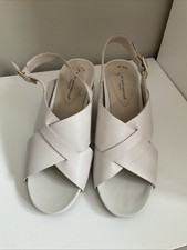 Next Motionflex Cream Wedge Sandals Size 6 Wide Fit