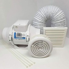 Inline High Power Shower Timer Fan Complete Kit - KIT-TURBO-E-100-T-DPR