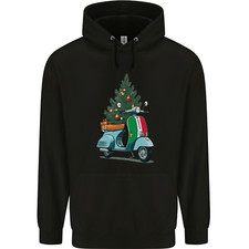 Christmas Scooter Xmas MOD Moped Mens 80% Cotton Hoodie
