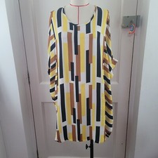 Masai Oversized Tunic Top Short Sleeve Yellow Brown Size S But Very Generous