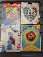 4 Assorted Foil Balloons,  Kids. Mario , Harry Potter Etc