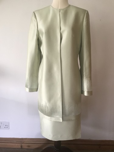 Pale green pure silk suit - green,