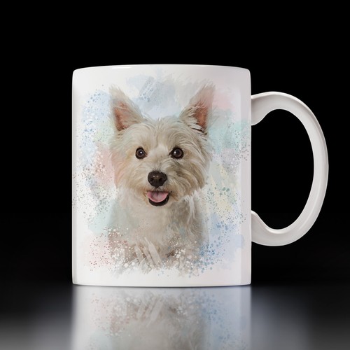 Westie watercolour design mug - watercolour,