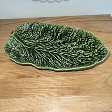 RARE John Buck Portuguese  Oval Serving Bowl Platter Cabbage Leaf 12”