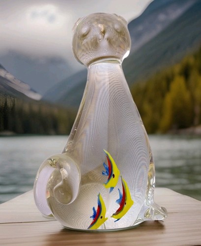 Vintage inch glass - glass, cat