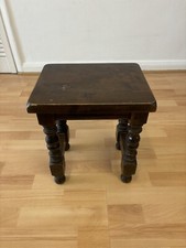 Stunning Vintage Rustic Solid Wooden Occasional Side Table With Turned Design
