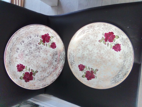 Vintage bone china red - red, roses