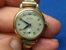 Wristwatch BUREN Grand Prix 9K Hallmarked Gold Case Ladies unisex service parts