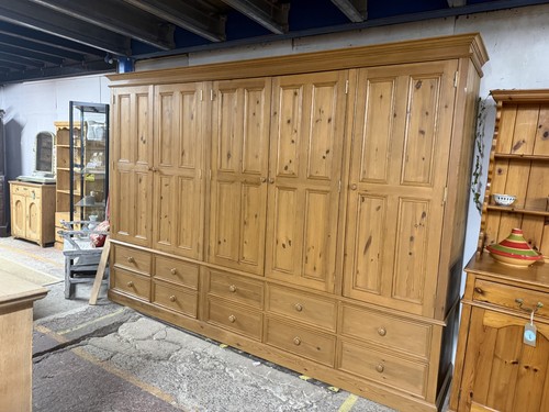Large solid pine wardrobe - pine,
