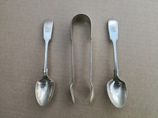 Crested Teaspoons and Sugar Tongs, EPNS A1 Ocean Liner Cruise Ship Silver