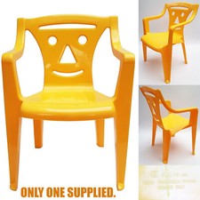 Areta Smiley Face Childrens Chair Plastic Yellow Vintage Italian Kids Furniture